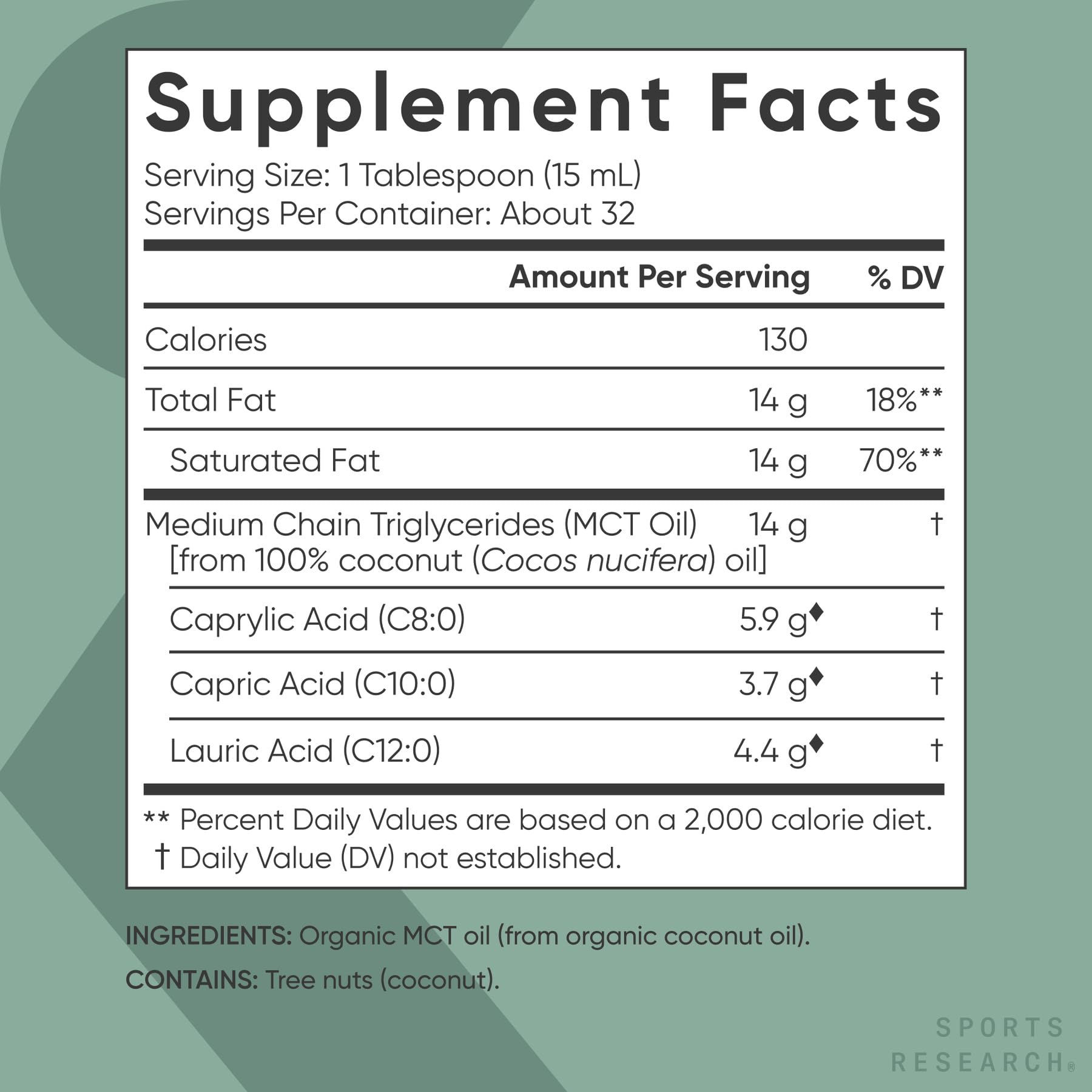 Sports Research Organic MCT Oil with clear liquid ideal for tea enhancements