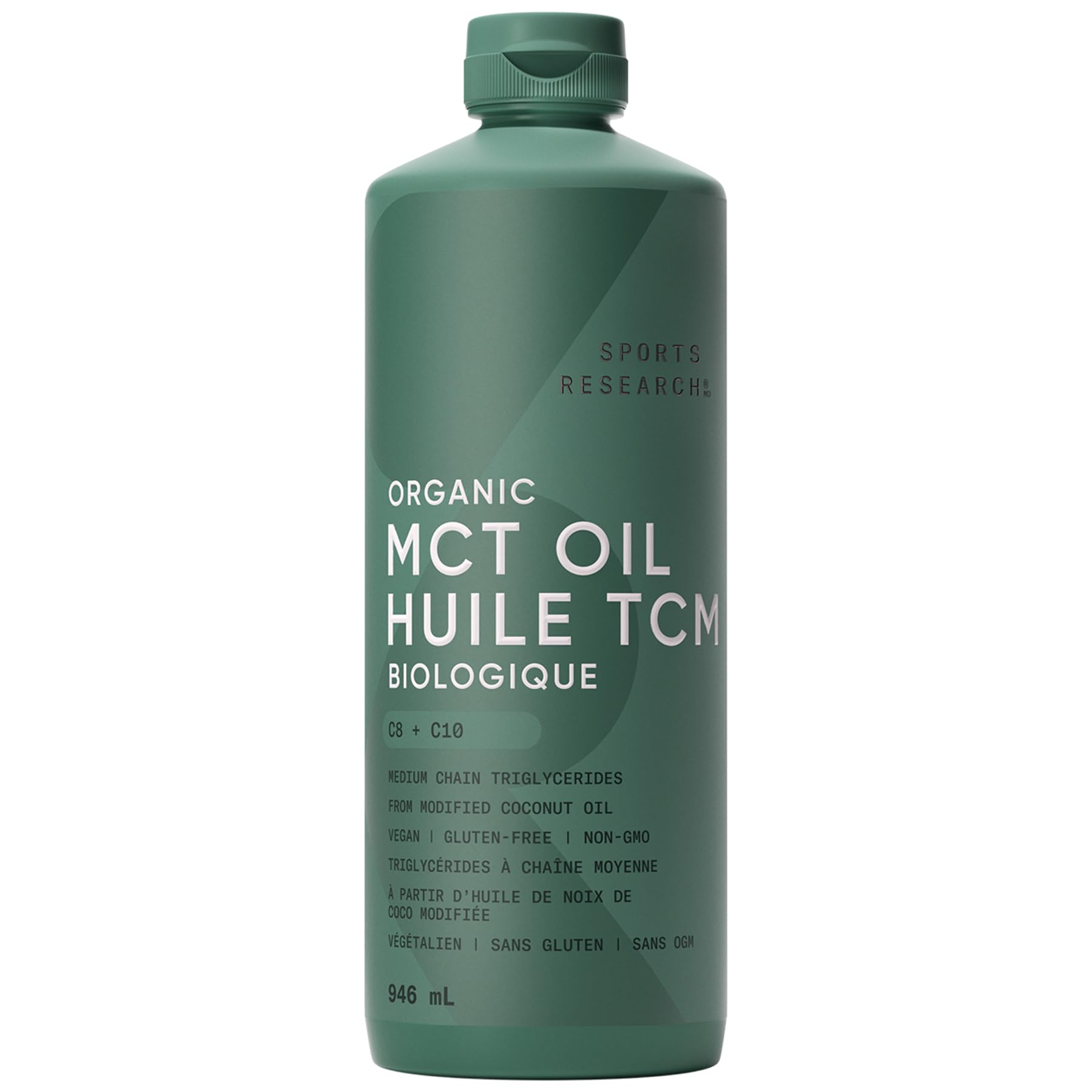 Sports Research Organic MCT Oil bottle pour for easy keto coffee energy