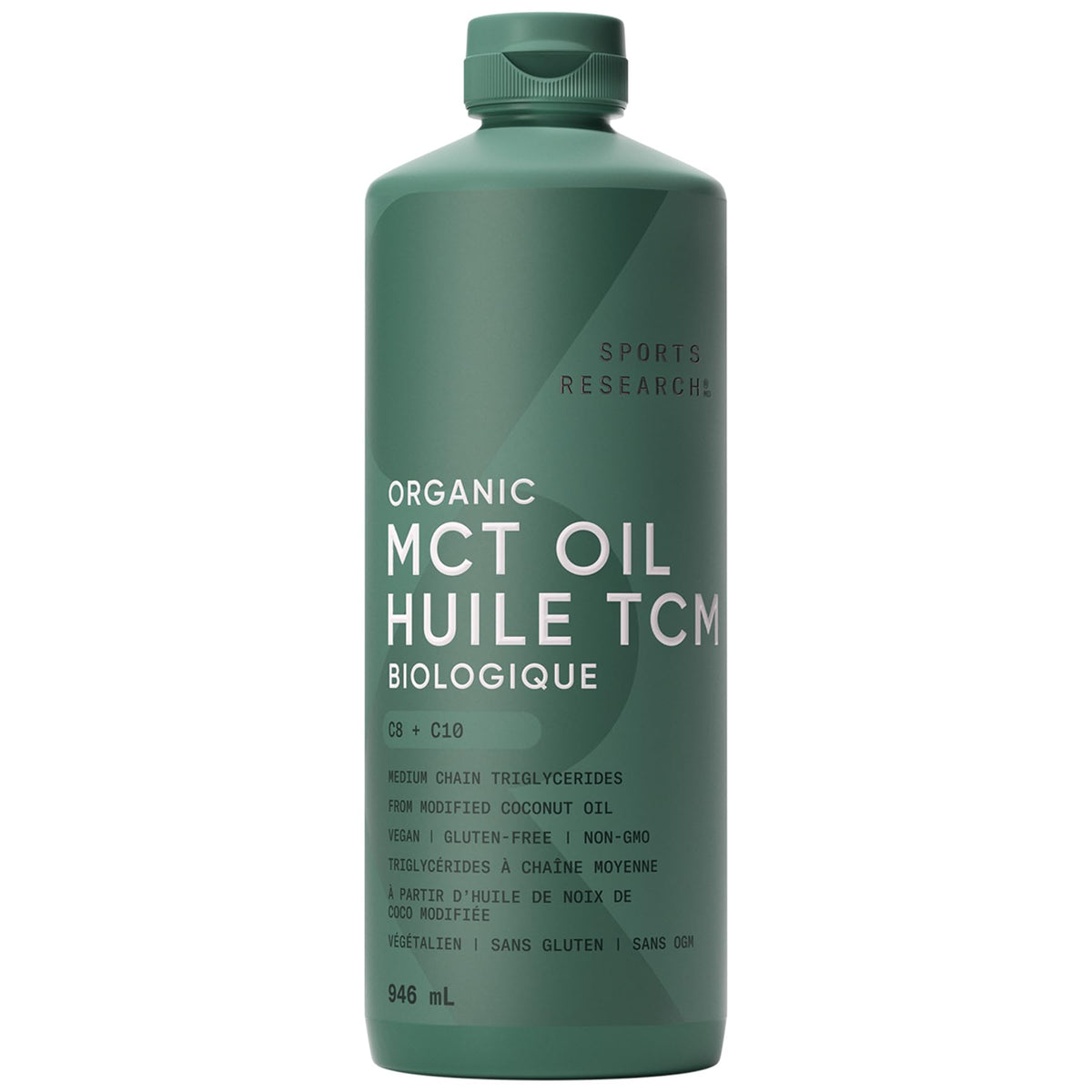 Sports Research Organic MCT Oil bottle pour for easy keto coffee energy