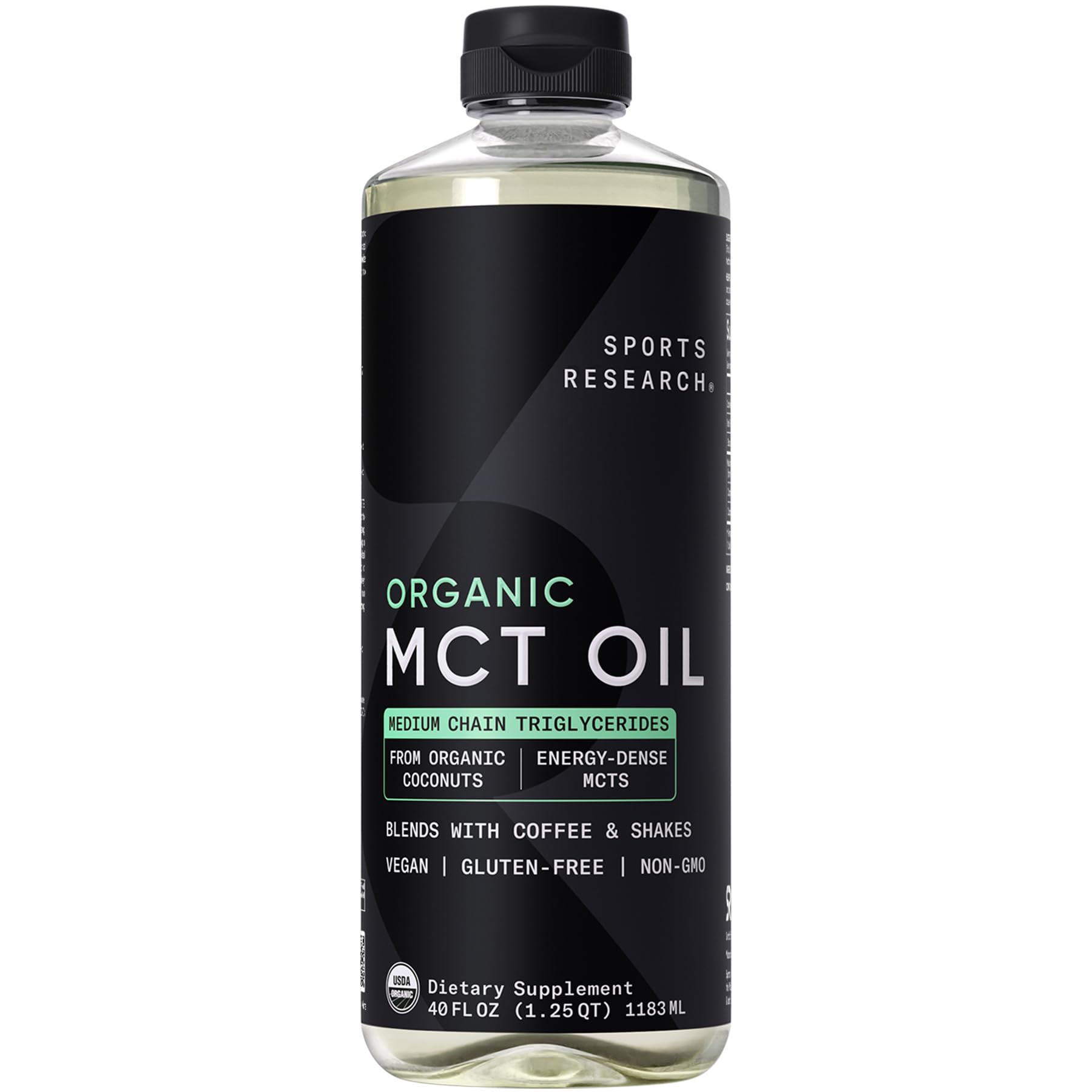 Sports Research Organic MCT Oil bottle for flavorless coffee and smoothies.