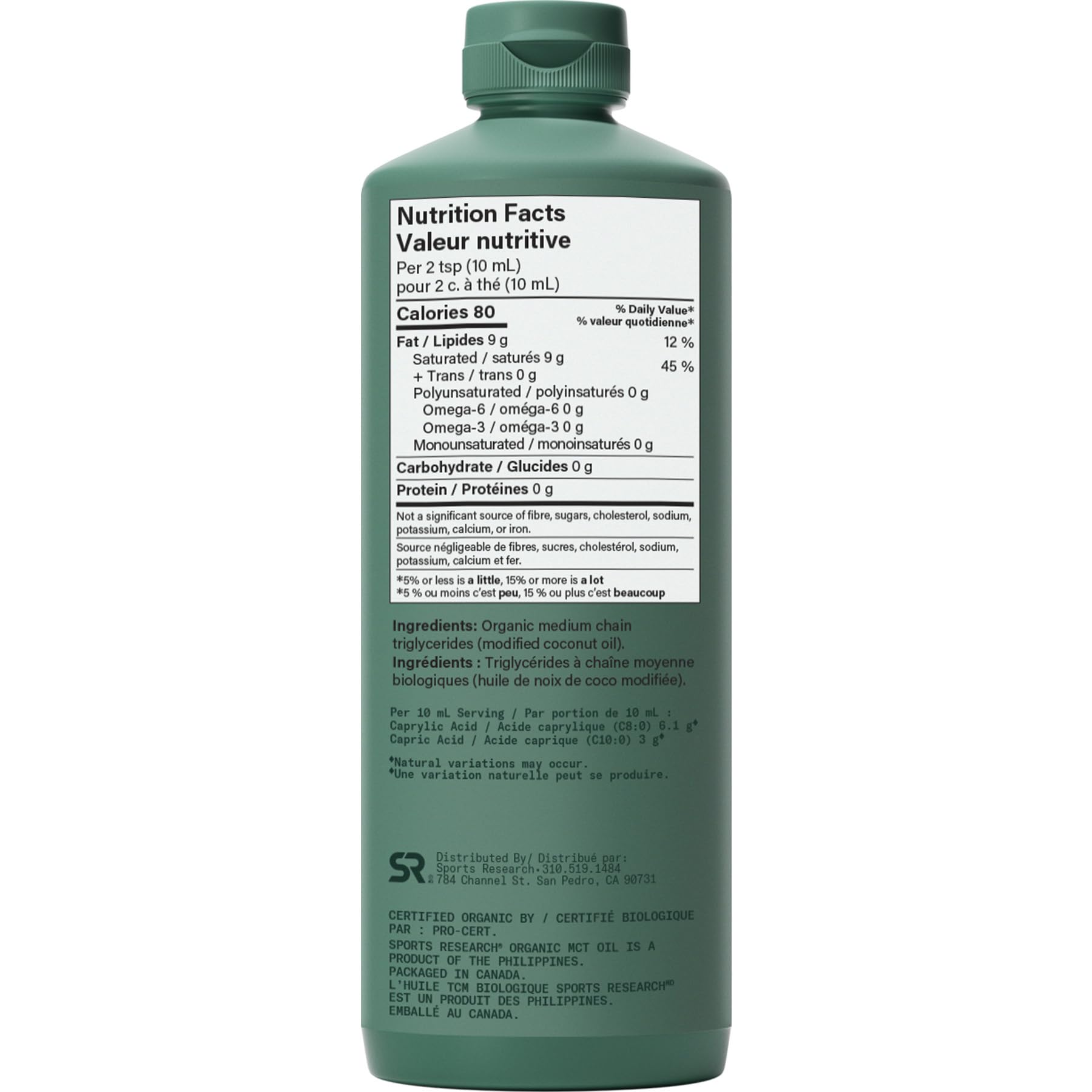 Sports Research Organic MCT Oil coconut source emphasizes clean fuel