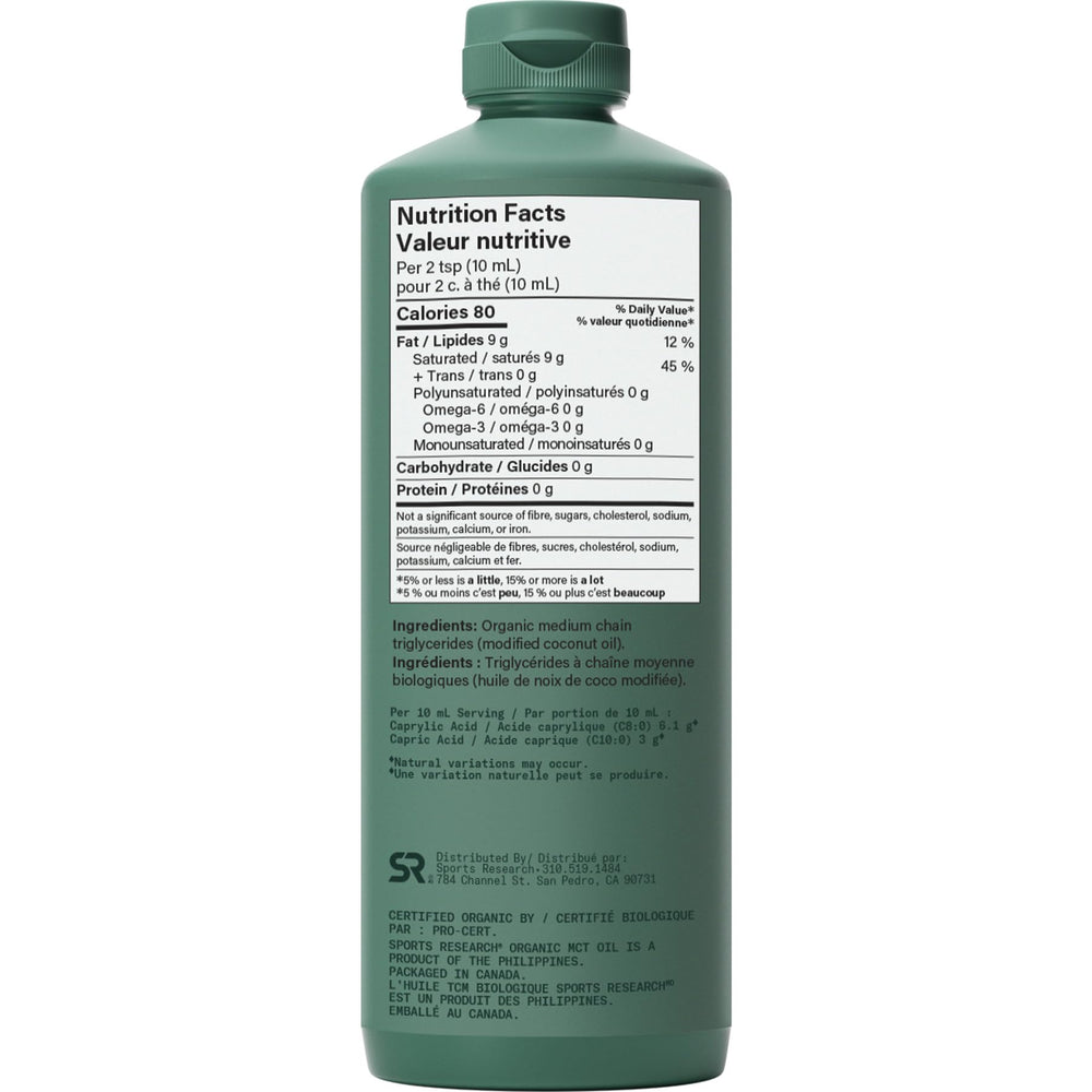 Sports Research Organic MCT Oil coconut source emphasizes clean fuel
