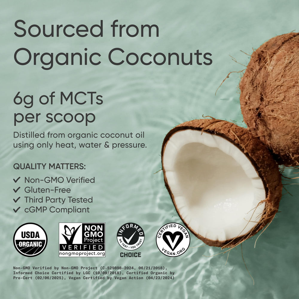 Sports Research MCT Powder in coffee, creamy unflavored boost.