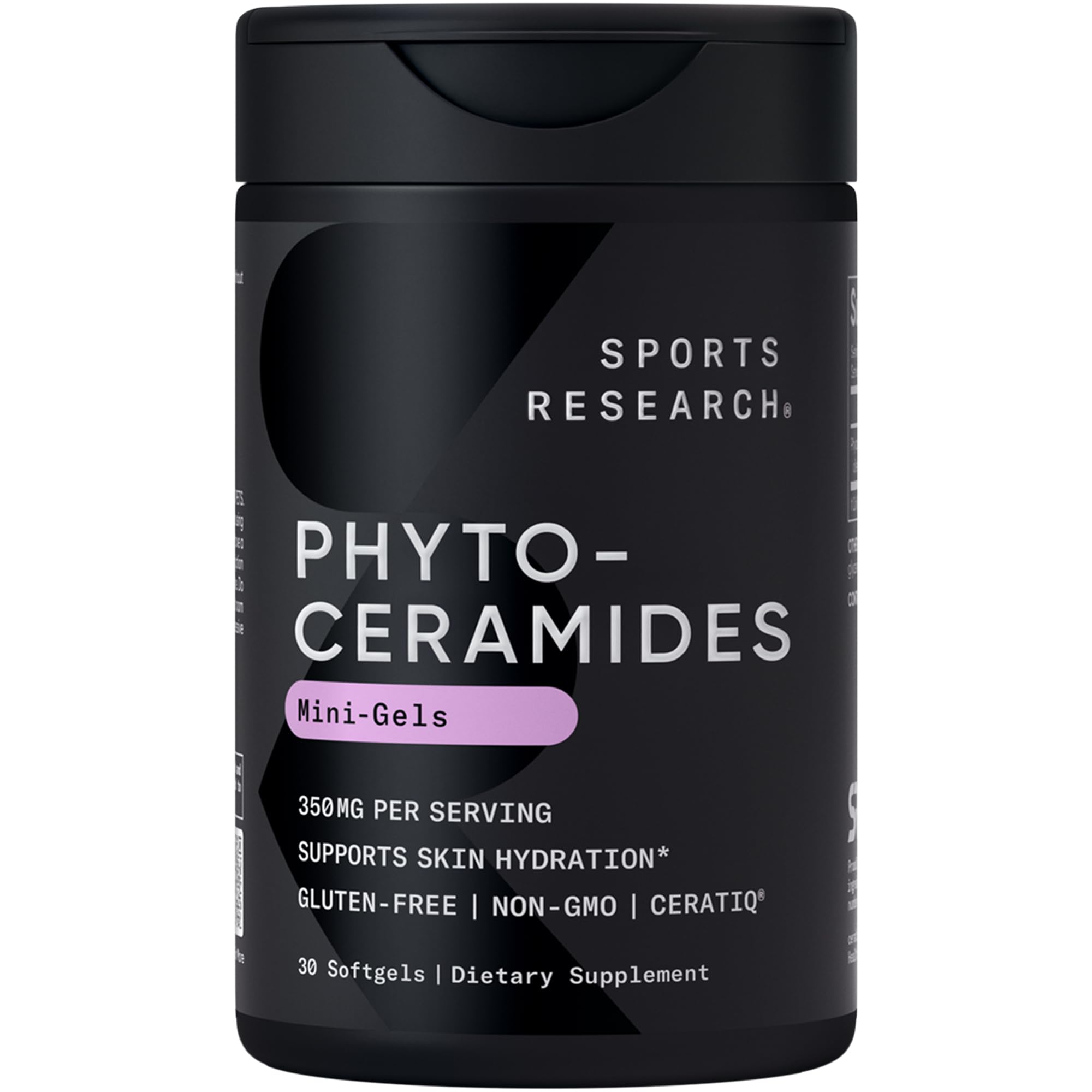 Sports Research Phytoceramides botella frontal para hidratación de la piel.