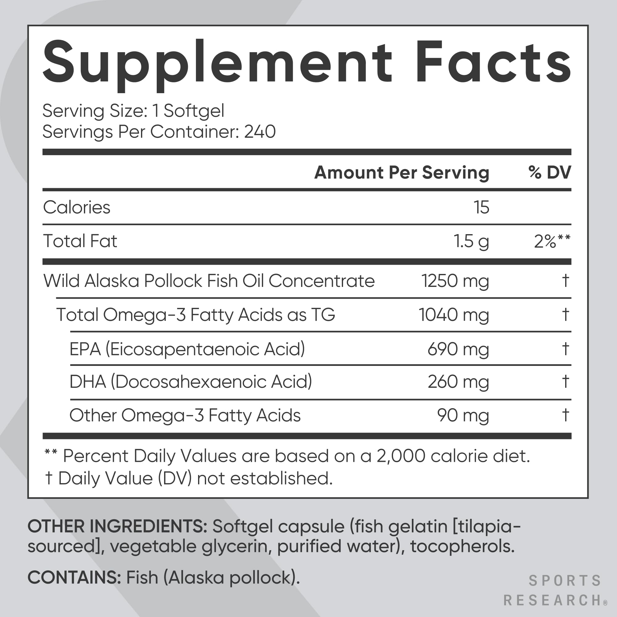 Sports Research omega-3 capsules close-up highlighting content-rich softgels for daily wellness