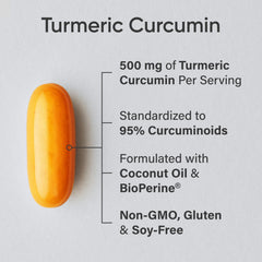 Sports Research Turmeric Curcumin softgels with 95% curcuminoids in each capsule.