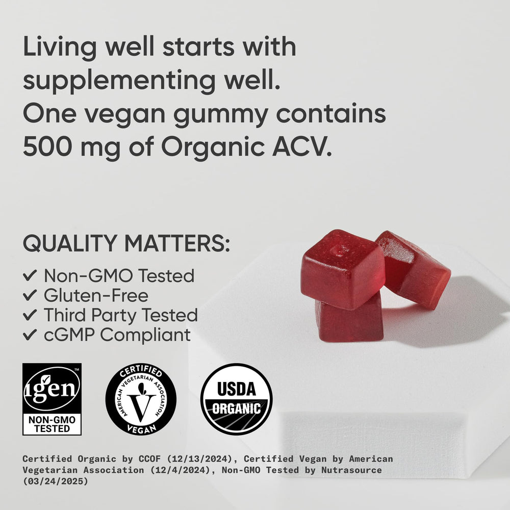 Sports Research vegan-certified ACV gummies pack – plant-based, clean formula.