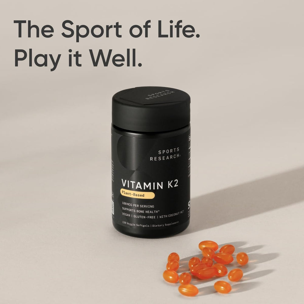 Sports Research vegan-certified and non-GMO verified label for transparency.