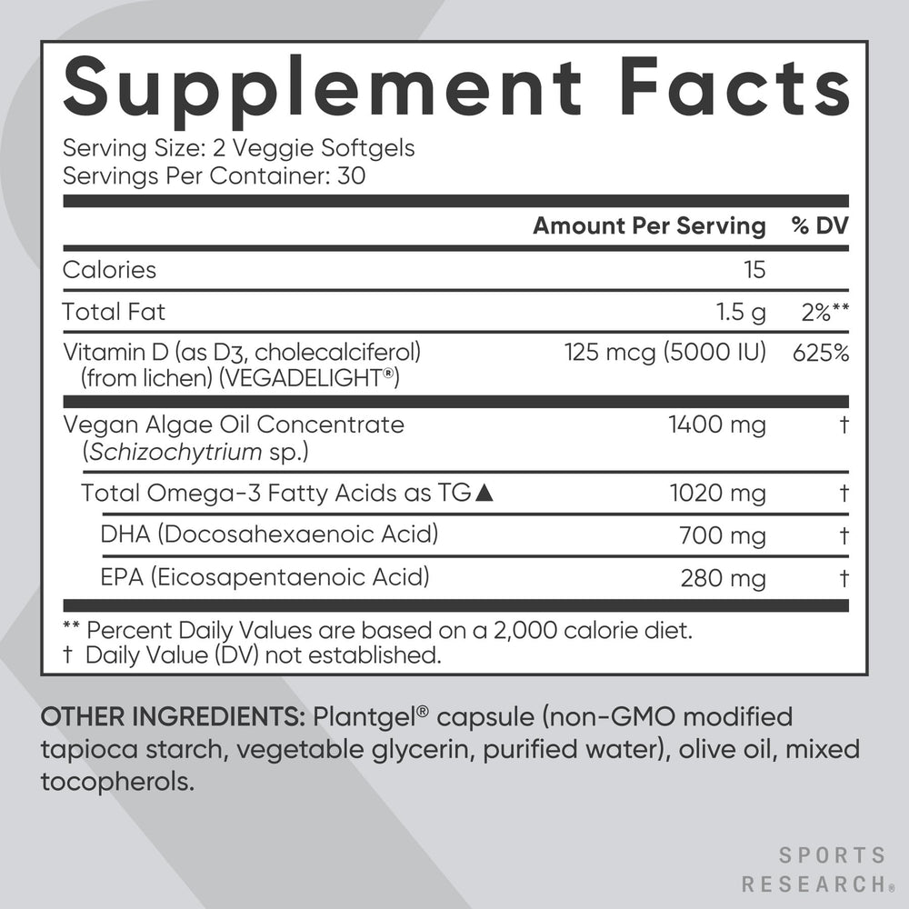 Sports Research packaging notes non-GMO vegan and gluten-free credentials.