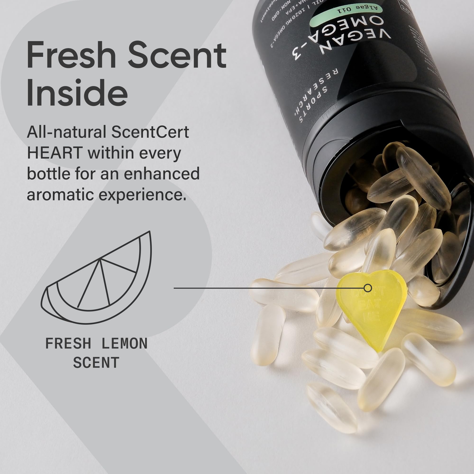 Sports Research vegan omega-3 algae oil softgels for daily use with burp-free formula
