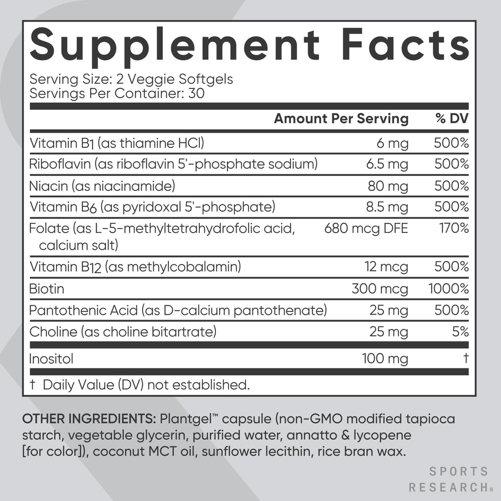 Sports Research B Complex bottle highlighting ScentCert freshness indicator