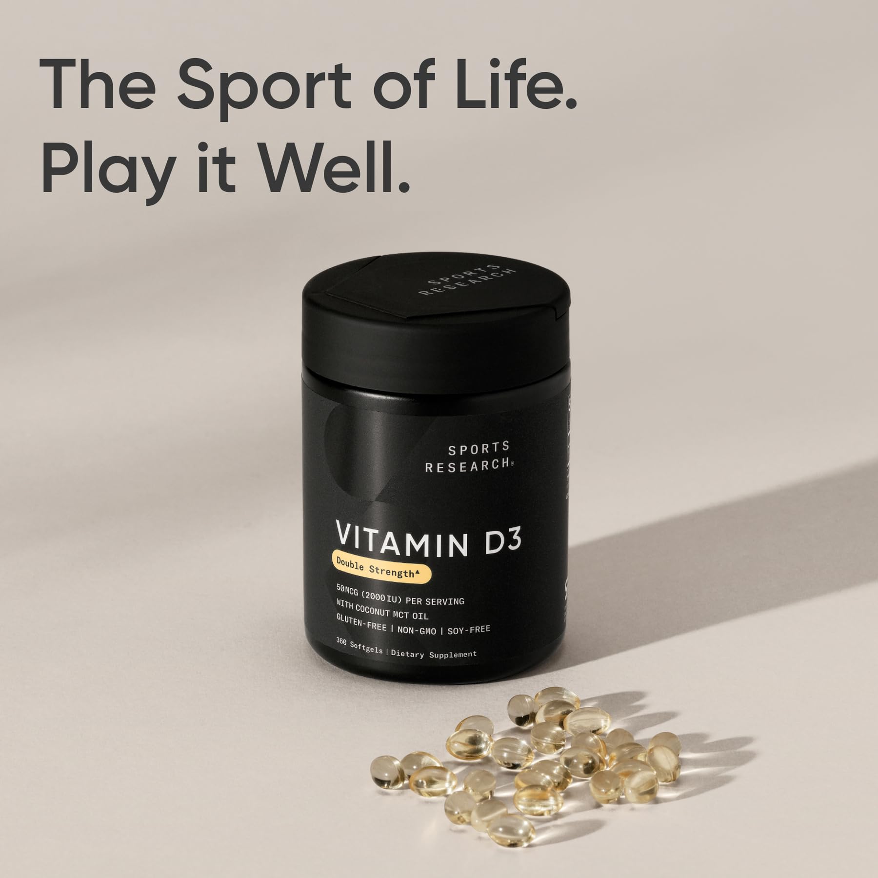 Sports Research Vitamin D3 USA-made label on the bottle