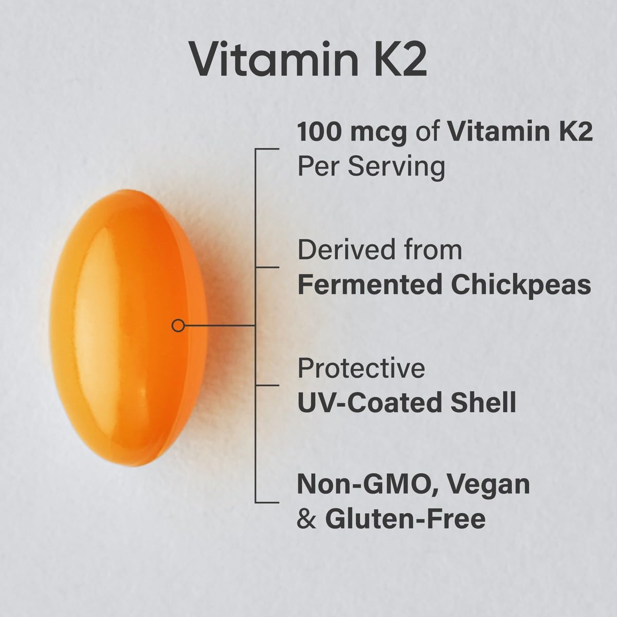 Sports Research K2 MK-7 softgels closeup emphasizing vegan, plant-based formulation.