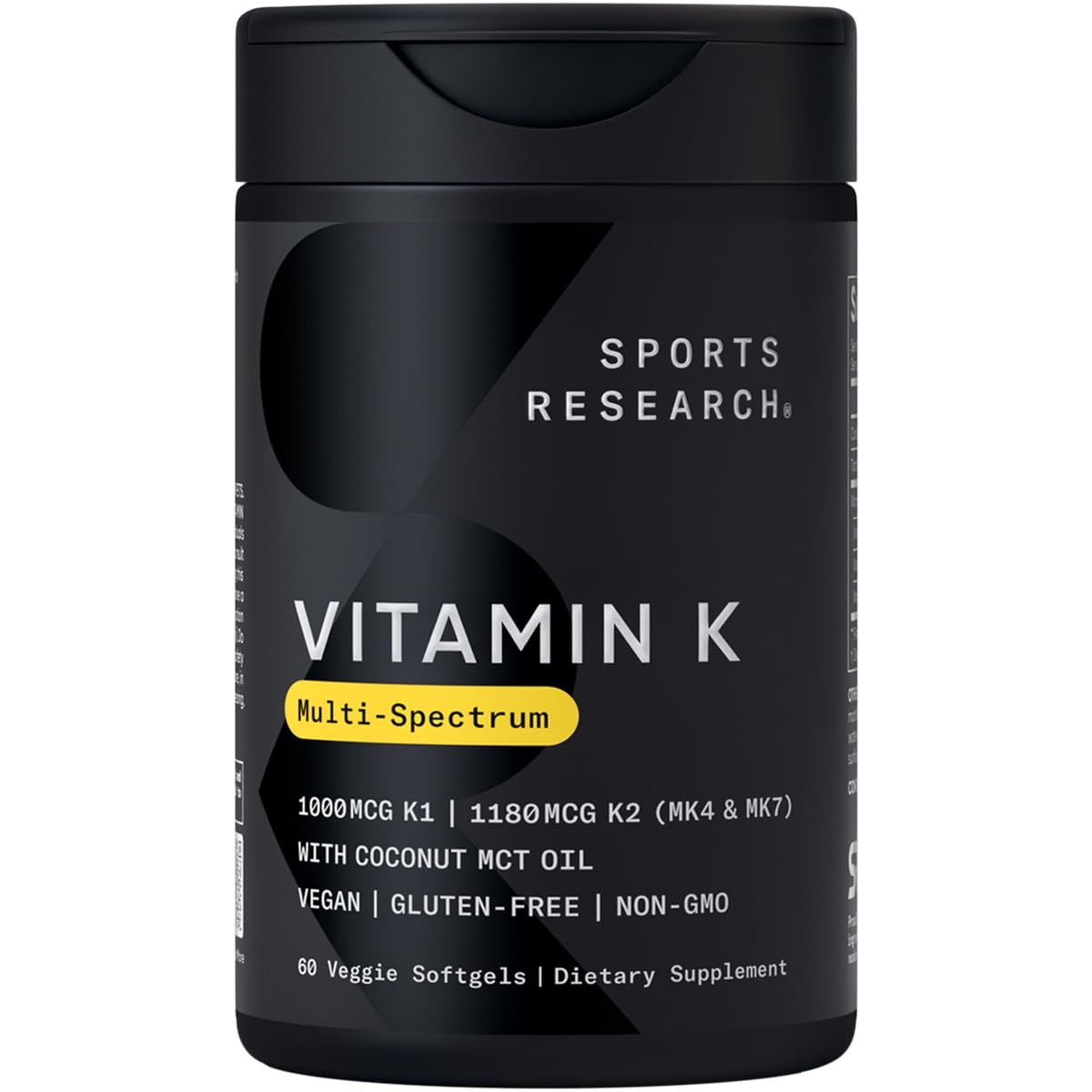 Sports Research Vitamin K Multi-Spectrum frasco de cápsulas suaves para uso diario