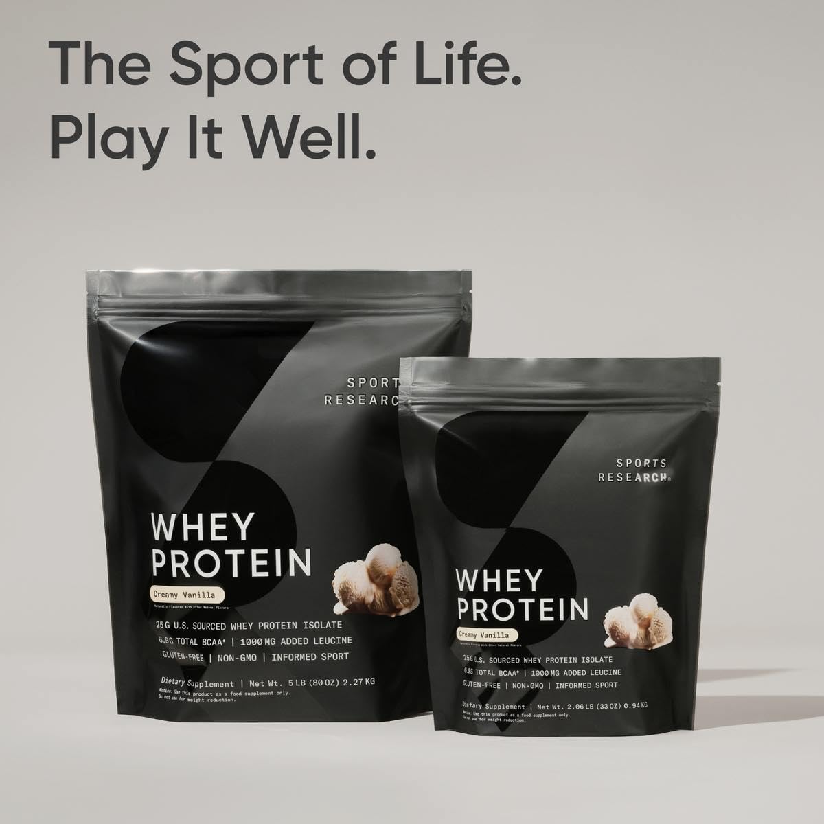 Sports Research whey protein vanilla powder in coffee creamer for flavor boost