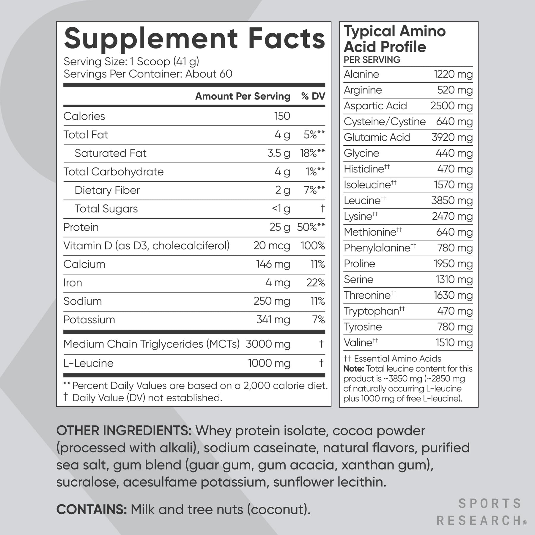 Sports Research Dutch Chocolate powder measured for baking or coffee creamer.