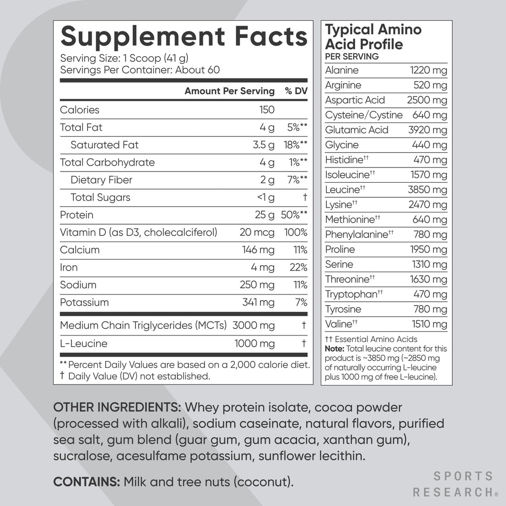 Sports Research Dutch Chocolate powder measured for baking or coffee creamer.
