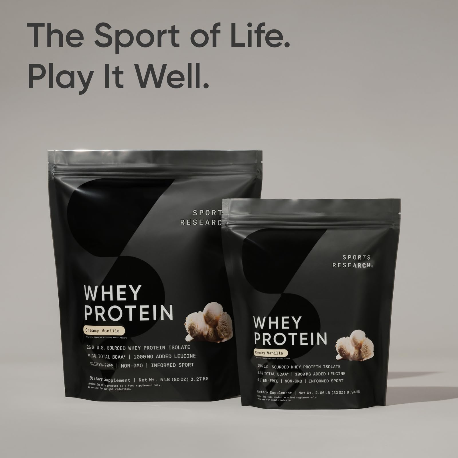Sports Research Whey Protein Isolate vanilla powder pouring into a shaker