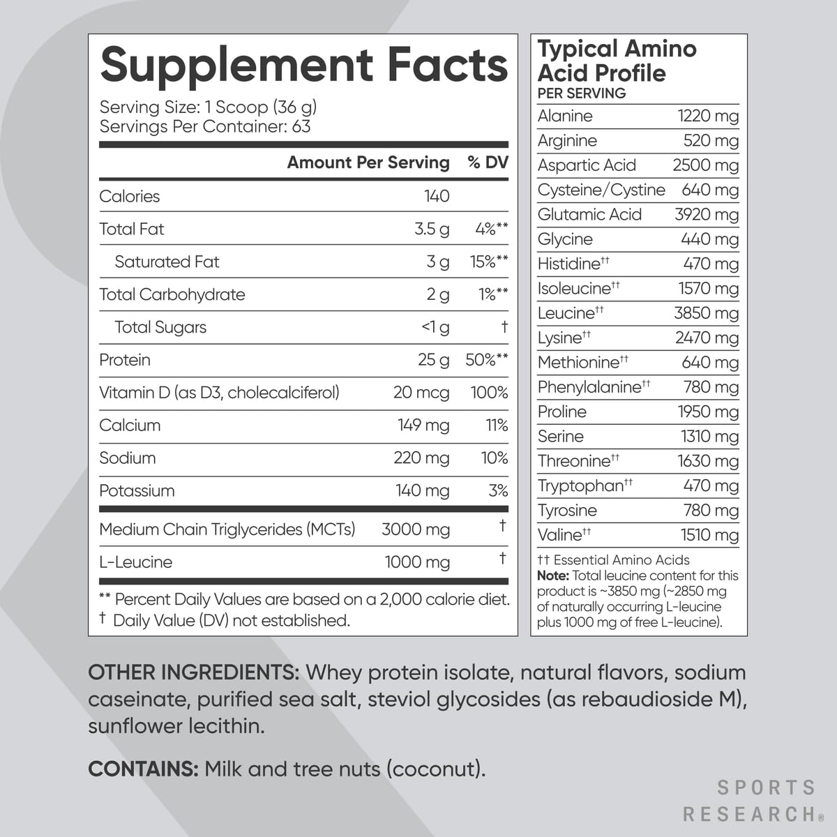 Sports Research whey protein vanilla powder used in baking for added protein