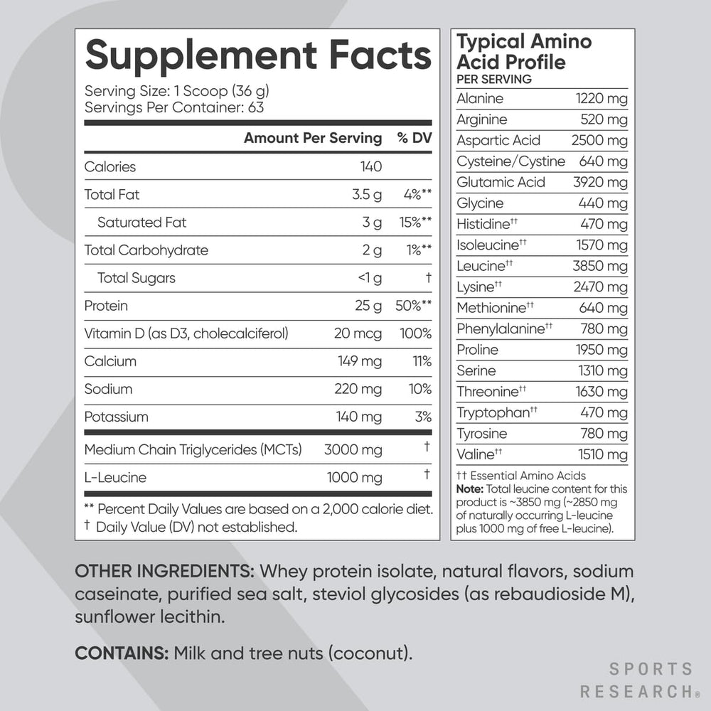 Sports Research whey protein vanilla powder used in baking for added protein