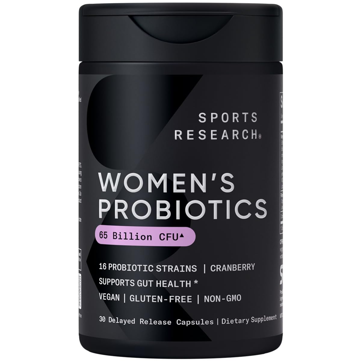 Sports Research Women's Probiotics bottle front view for daily gut support.