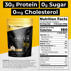 SPR BODY Transformation Protein label close-up highlights amino acid blend