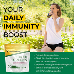 SPR BODY Transformation Super Greens label closeup highlighting natural ingredients and minerals