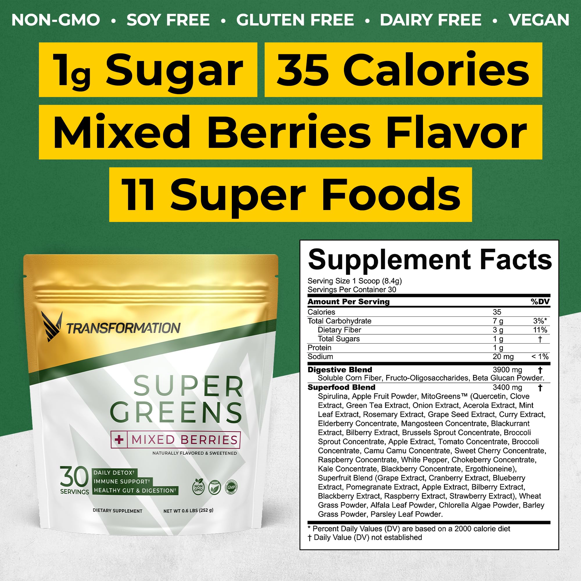 SPR BODY Transformation Super Greens scoop-dispense for convenient detox-friendly servings