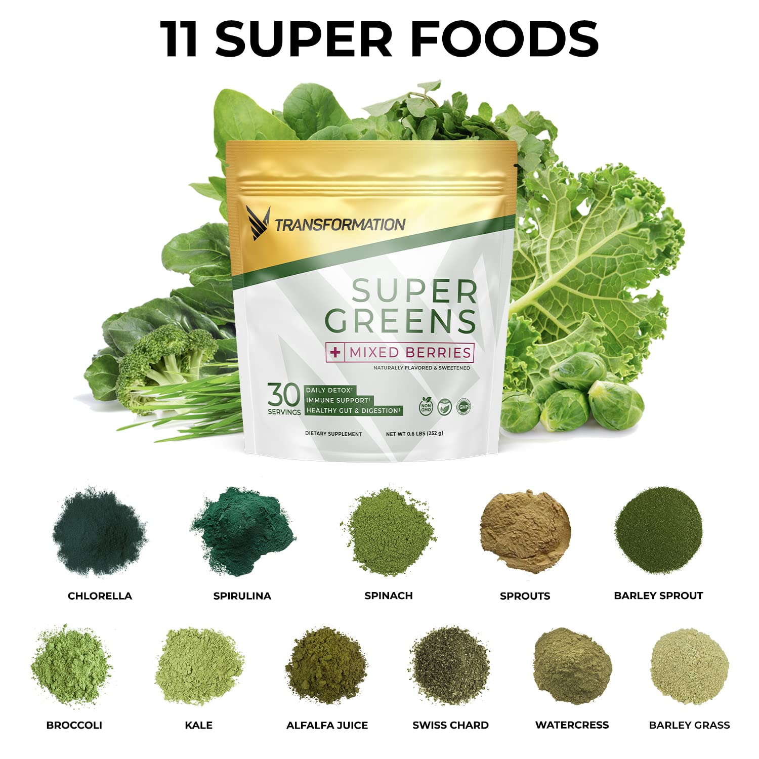 SPR BODY Transformation Super Greens smoothie-mix ready for easy daily greens