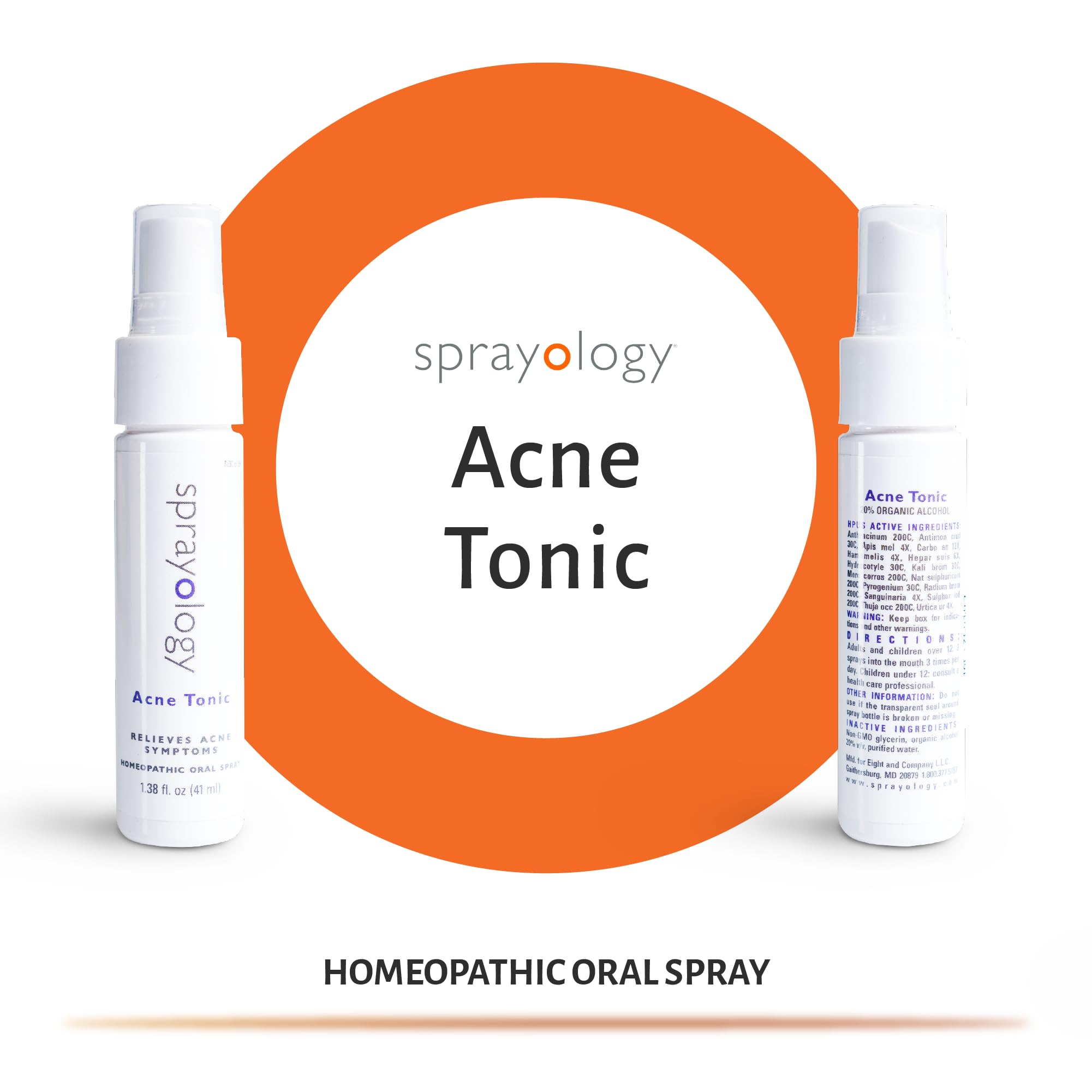 Sprayology Acne Tonic under-tongue spray in use for daily acne relief.