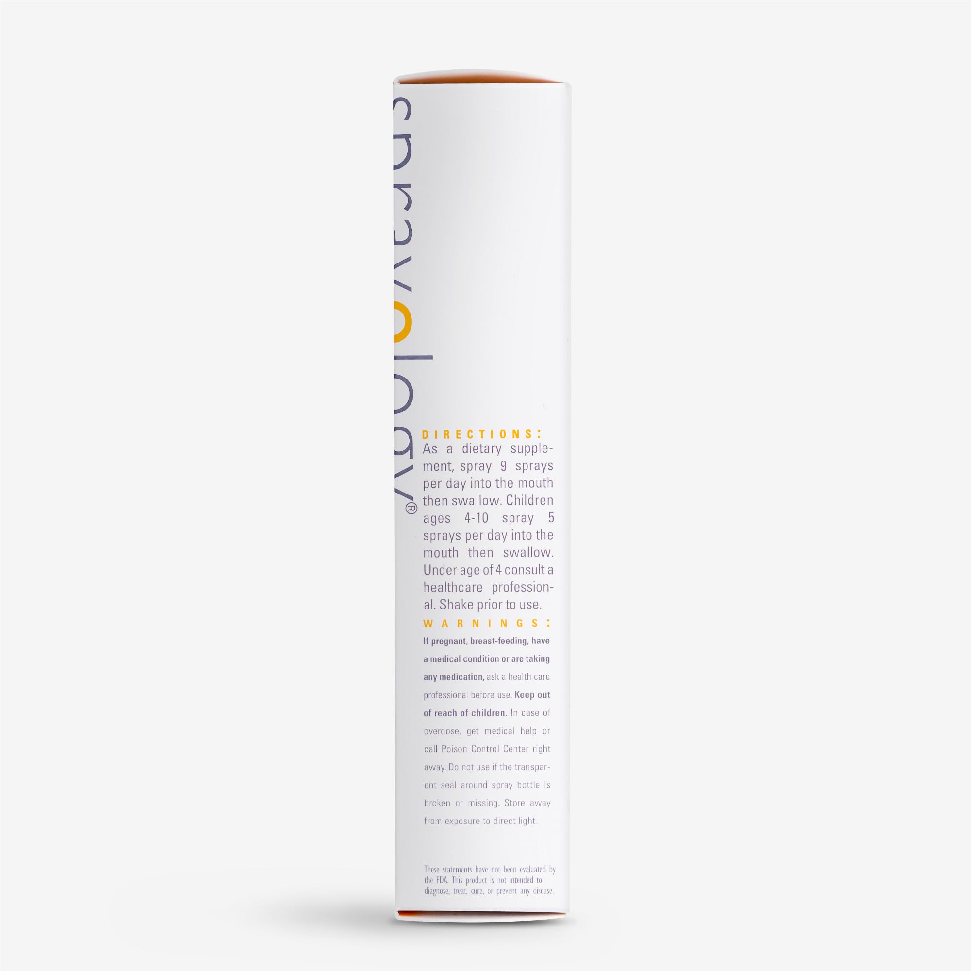 Sprayology EveryDay Energy ingredient panel highlighting B12 and folate nutrients.