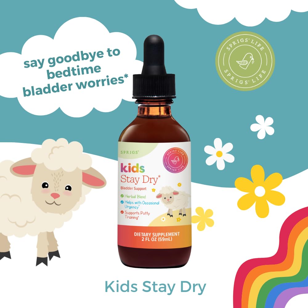 SPRIGS Kids Stay Dry corn silk detail suggests gentle urinary support.