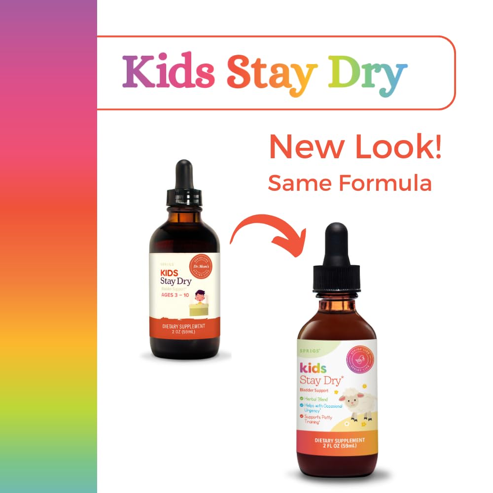 SPRIGS Kids Stay Dry dropper dispense showing kid-friendly tincture dosing.