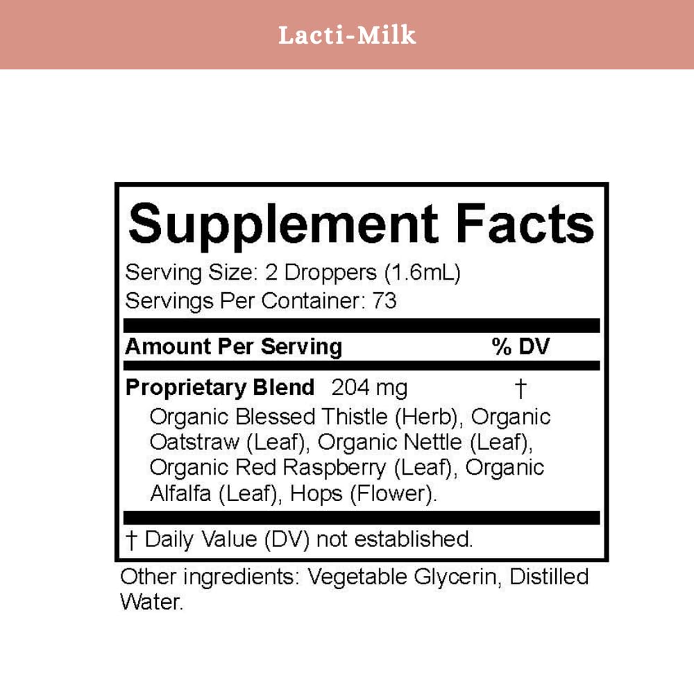 Pouring Lacti-Milk drops from bottle supports a calm nursing routine.
