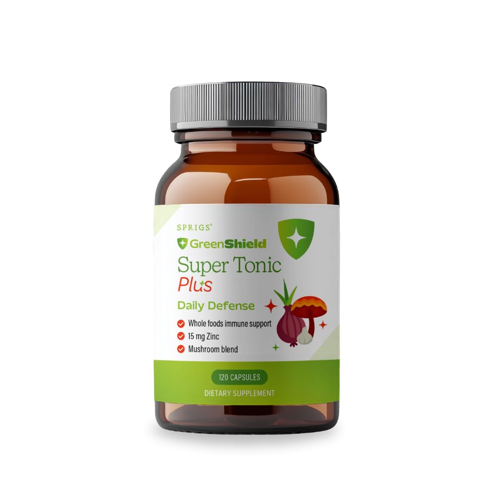 SPRIGS Super Tonic Plus capsules front view for convenient daily immune support.