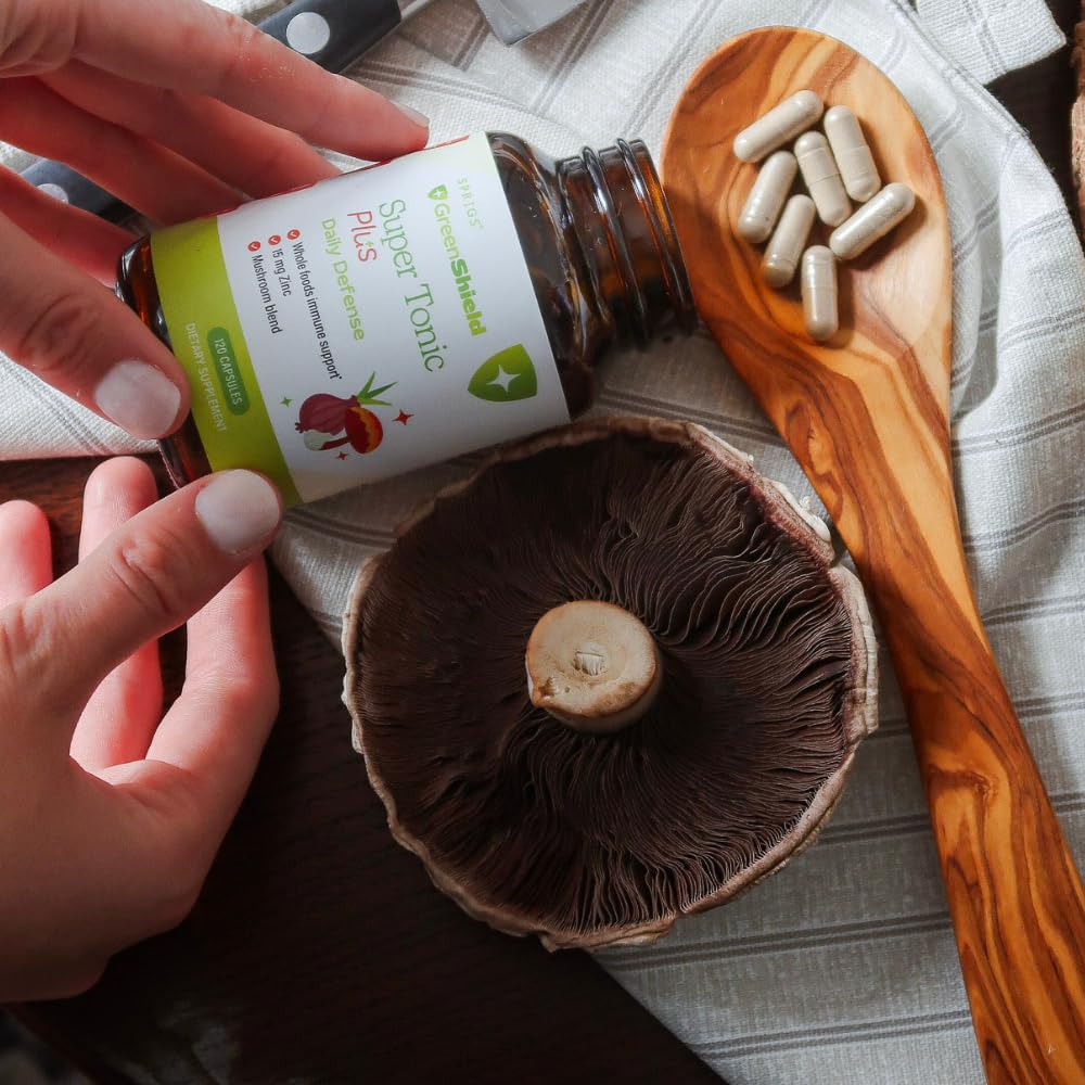 SPRIGS Super Tonic Plus zinc and apple cider vinegar emphasize core immune support.