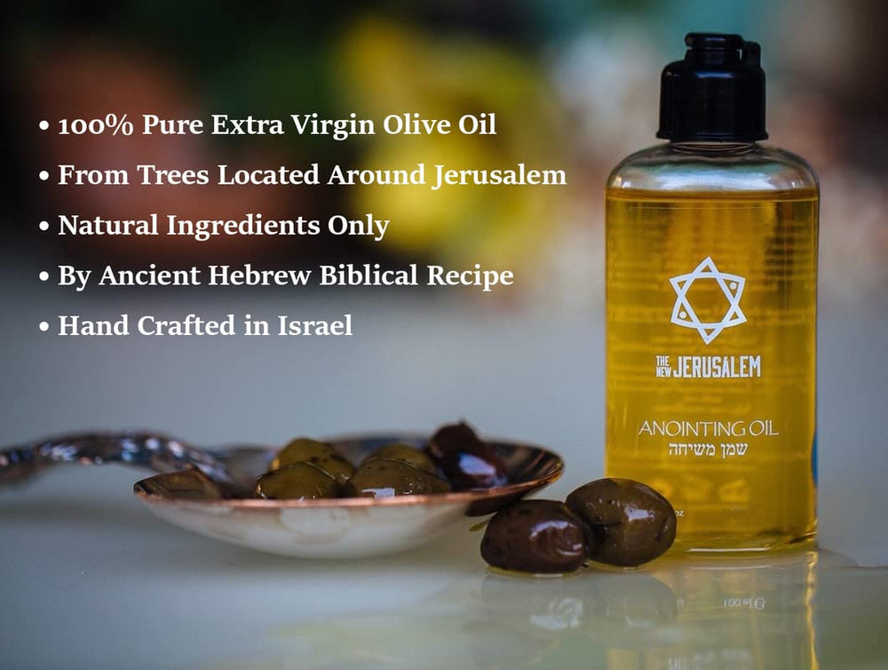 Spring Nahal Holy Anointing Oil with myrrh bottle close-up, ideal for prayer.