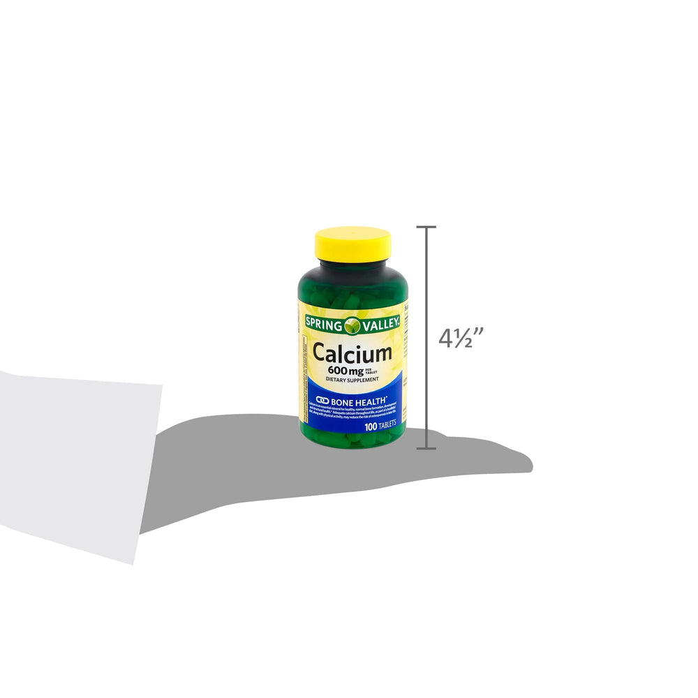 Spring Valley Calcium 600mg storage container kept on shelf for accessibility