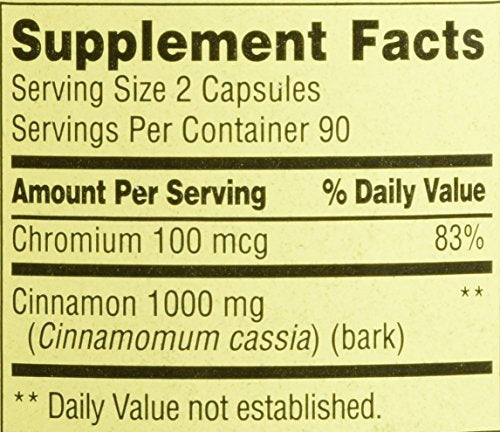 Diet support concept with Spring Valley Cinnamon 500mg Chromium for daily use.