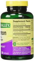Spring Valley Cinnamon 500mg Chromium packaging front highlighting twin-pack value.