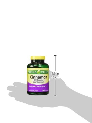 Serving guide image for Spring Valley Cinnamon 500mg Chromium showing daily intake.