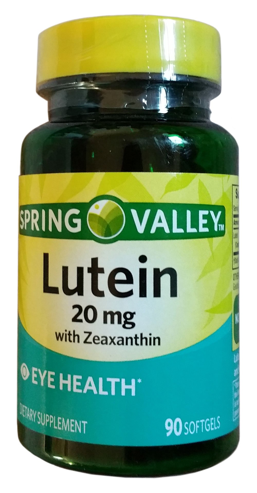 Spring Valley Lutein 20 mg softgels for eye health support and daily nutrient intake.