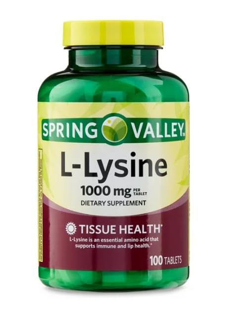 Spring Valley L-Lysine 1000mg bottle front view for easy daily immune support.