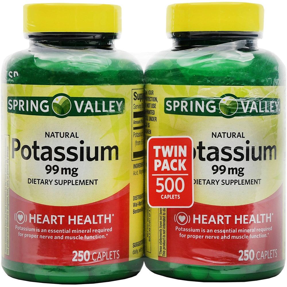 Spring Valley potassium caplets in a bottle for daily mineral balance