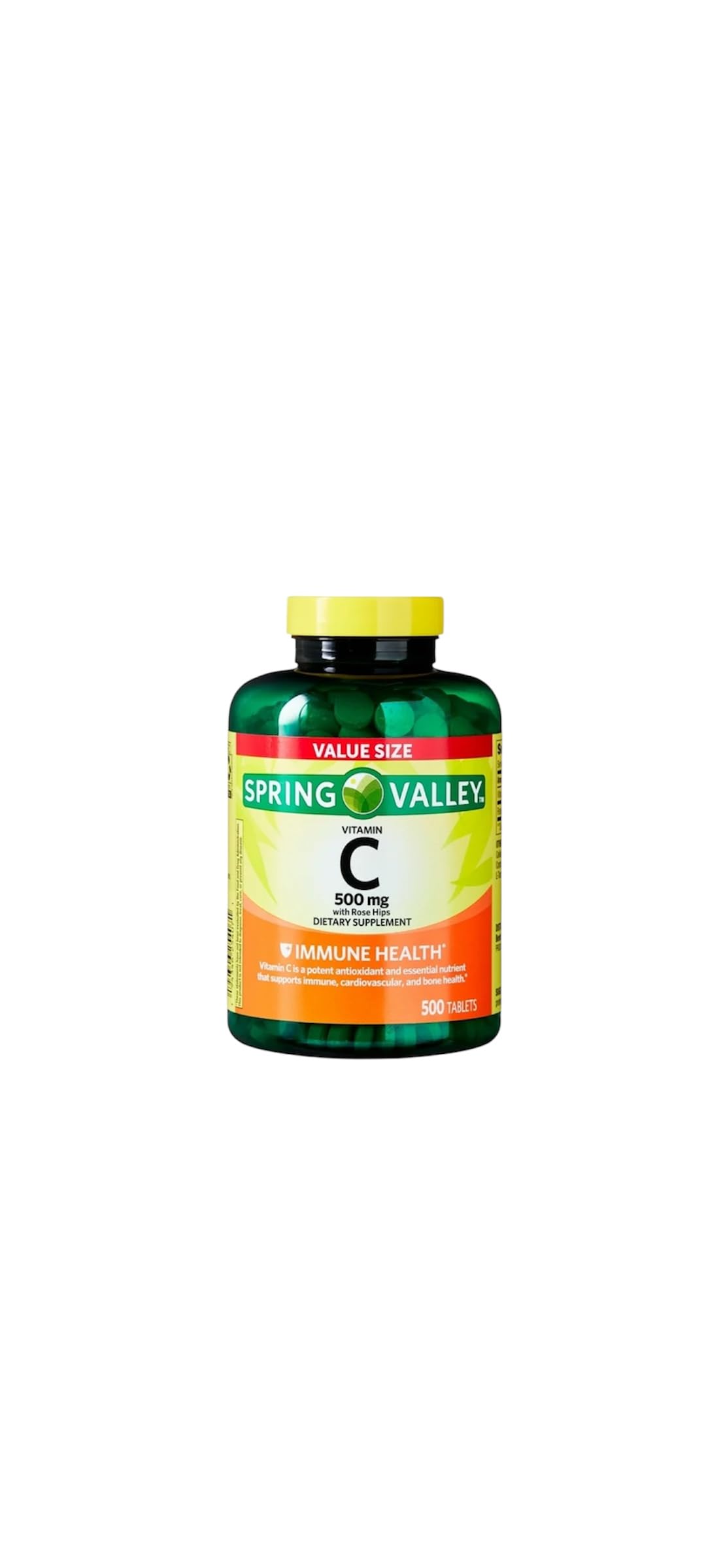 Spring Valley Vitamin C with Rose Hips bottle showing 250-count supply for daily antioxidant support.