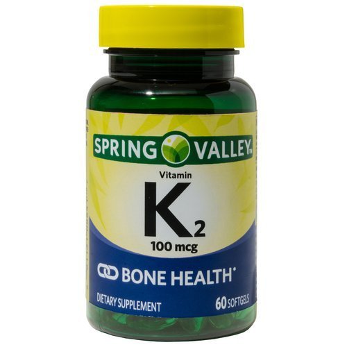 Spring Valley Vitamin K2 100 mcg softgels bottle front view for bone health support