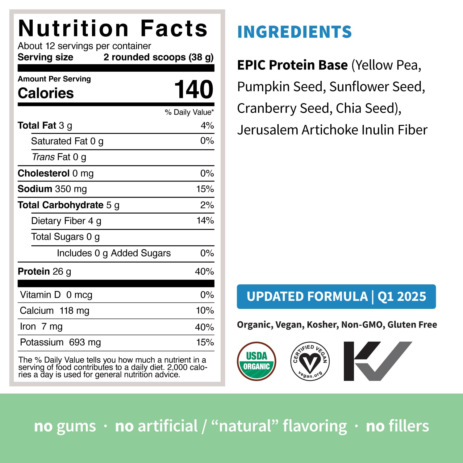 Sprout Living clean-label seal emphasizes ultra-clean ingredients with no artificial flavors.