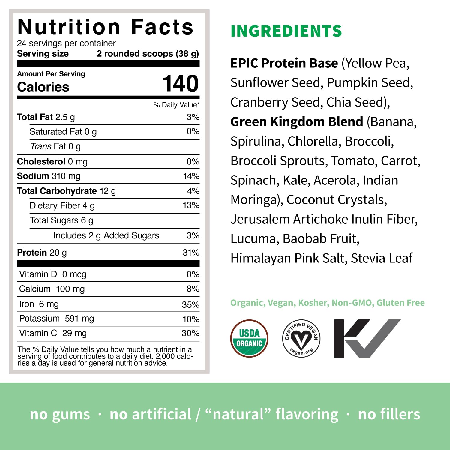 Close-up of Sprout Living Epic Protein powder texture and color