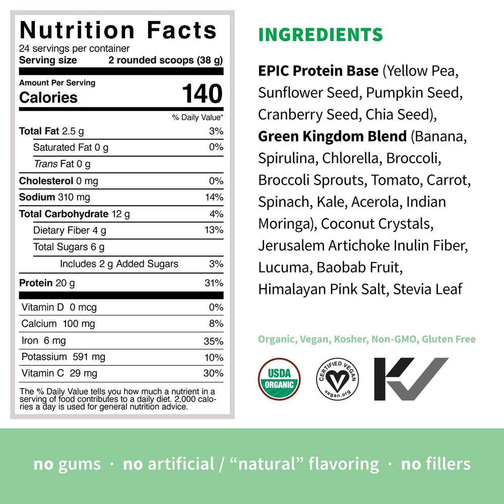 Close-up of Sprout Living Epic Protein powder texture and color