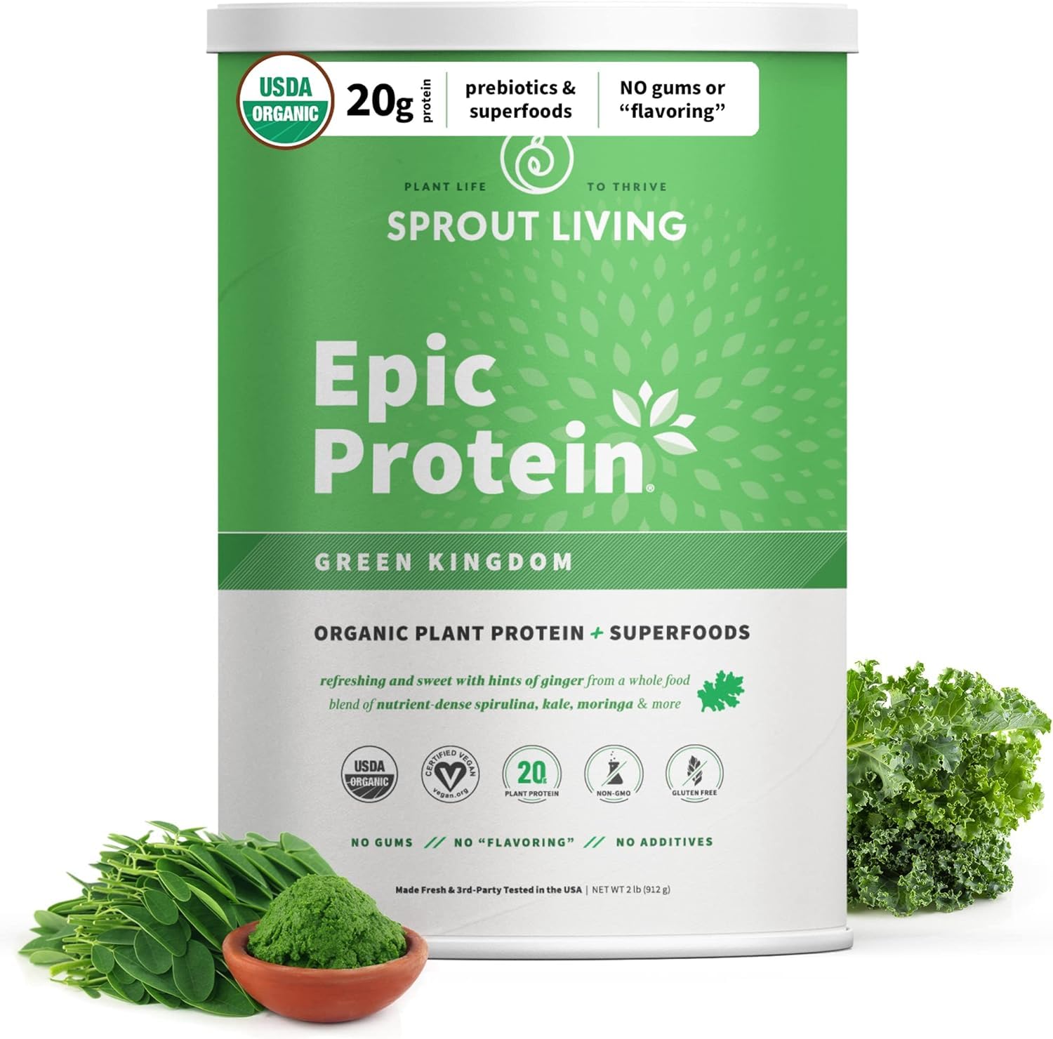 Spoon with greens blend in Sprout Living Epic Protein package
